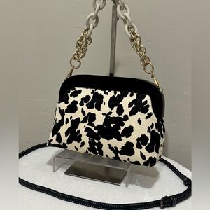 Cow Print Real Hair-on Cowhide Handmade Wooden Frame Shoulder Bag/Crossbody
